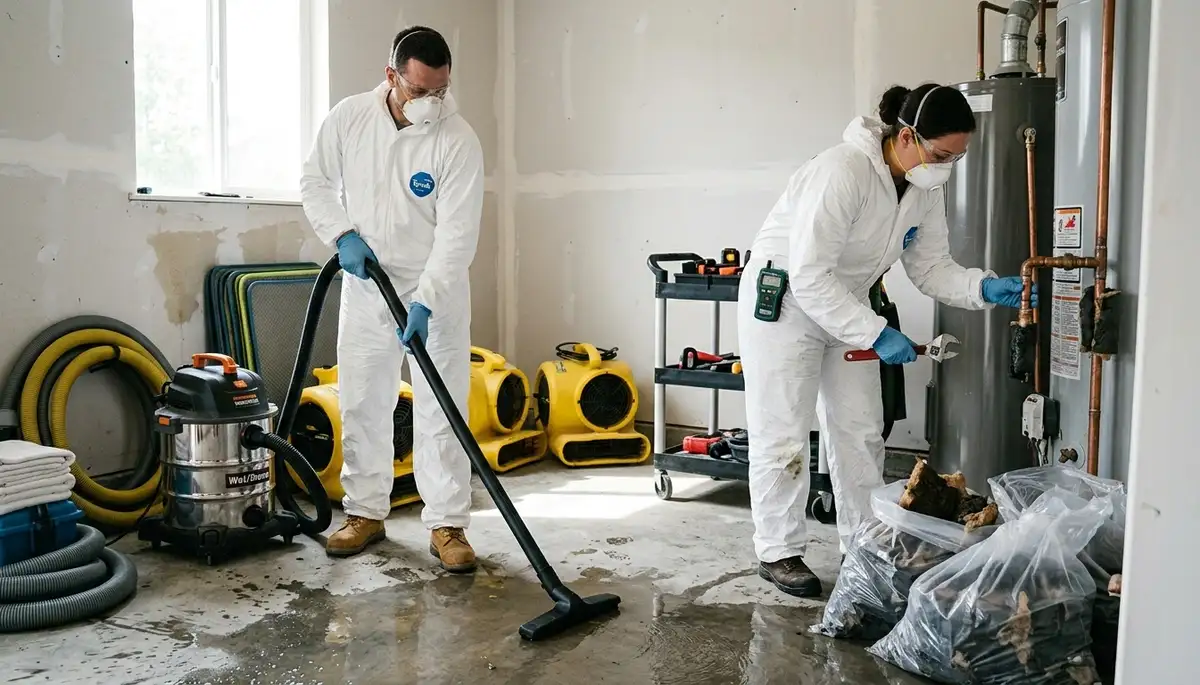Burst pipe cleanup and water damage restoration service for homes in Fargo, ND